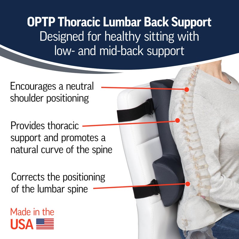 OPTP Thoracic Lumbar Back Support - Full Back and Lumbar Support for Improved Sitting Posture, Upper/Lower Back Support for Chair, and Car Back Cushion for Travel - Image 3